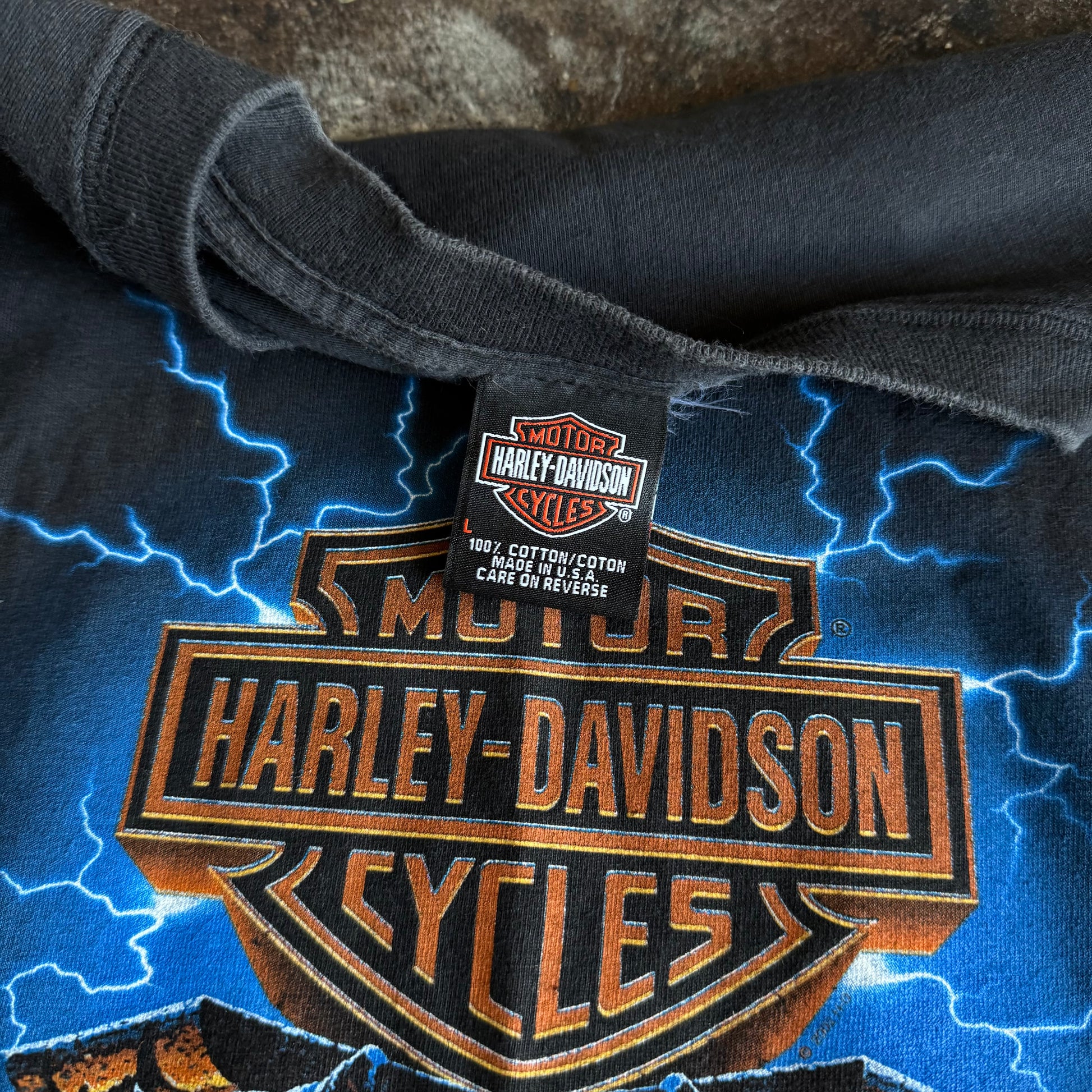 Y2K Harley Lightning Emblem Tee (L)