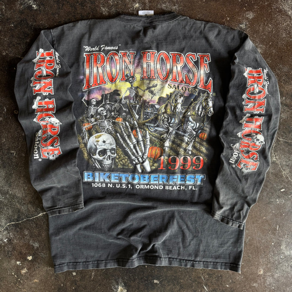90’s Iron Horse Sun Faded Skelly Henley Tee (L)