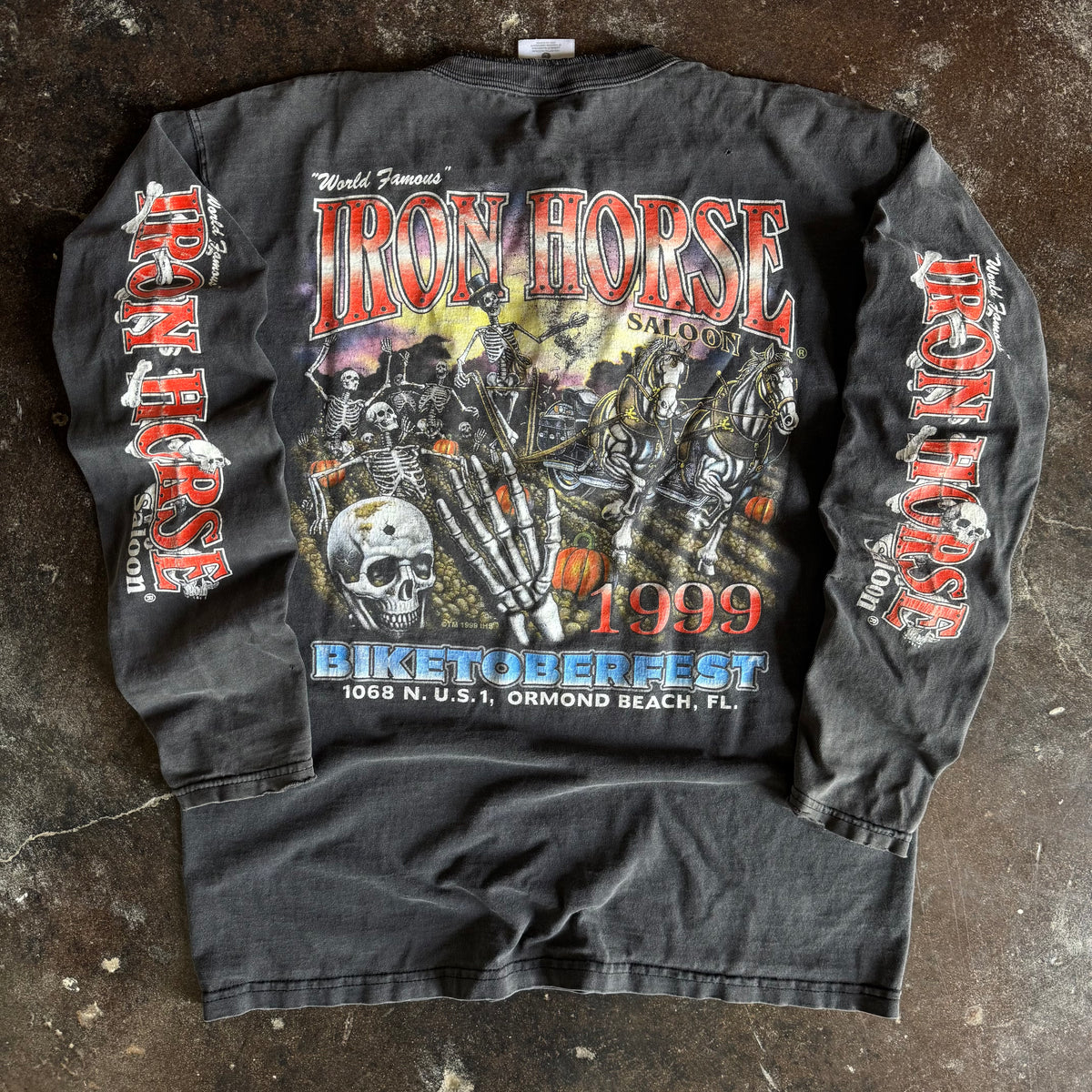 90’s Iron Horse Sun Faded Skelly Henley Tee (L)