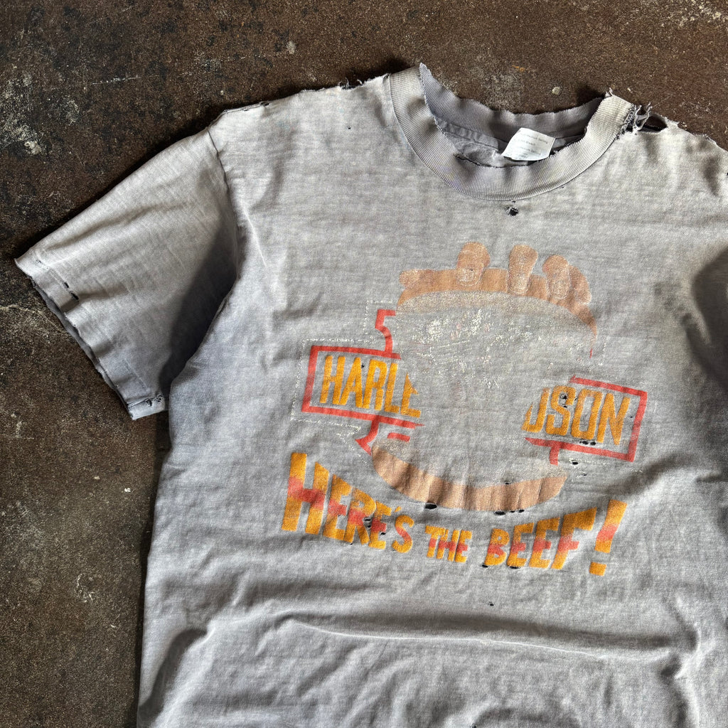 80’s Harley “Here’s the Beef” Thrashed & Faded Tee (L)