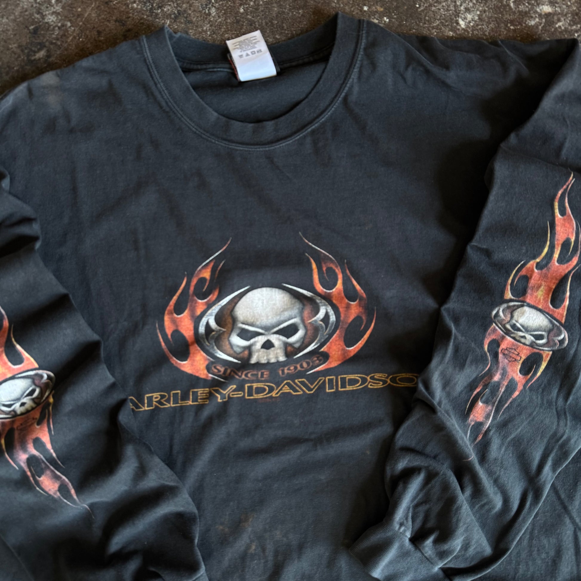 Y2K Harley Davidson Flame Skull Longsleeve (XXL)