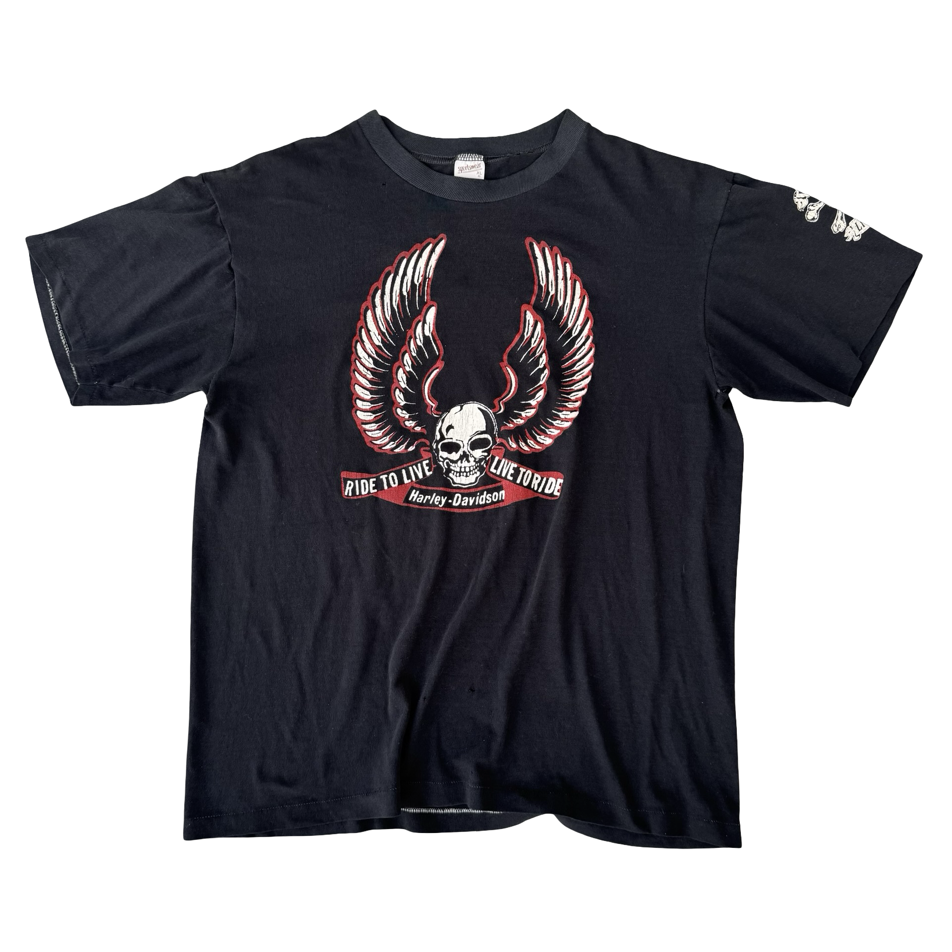 80’s Harley “Ride to Live” Winged Skull Tee Size L