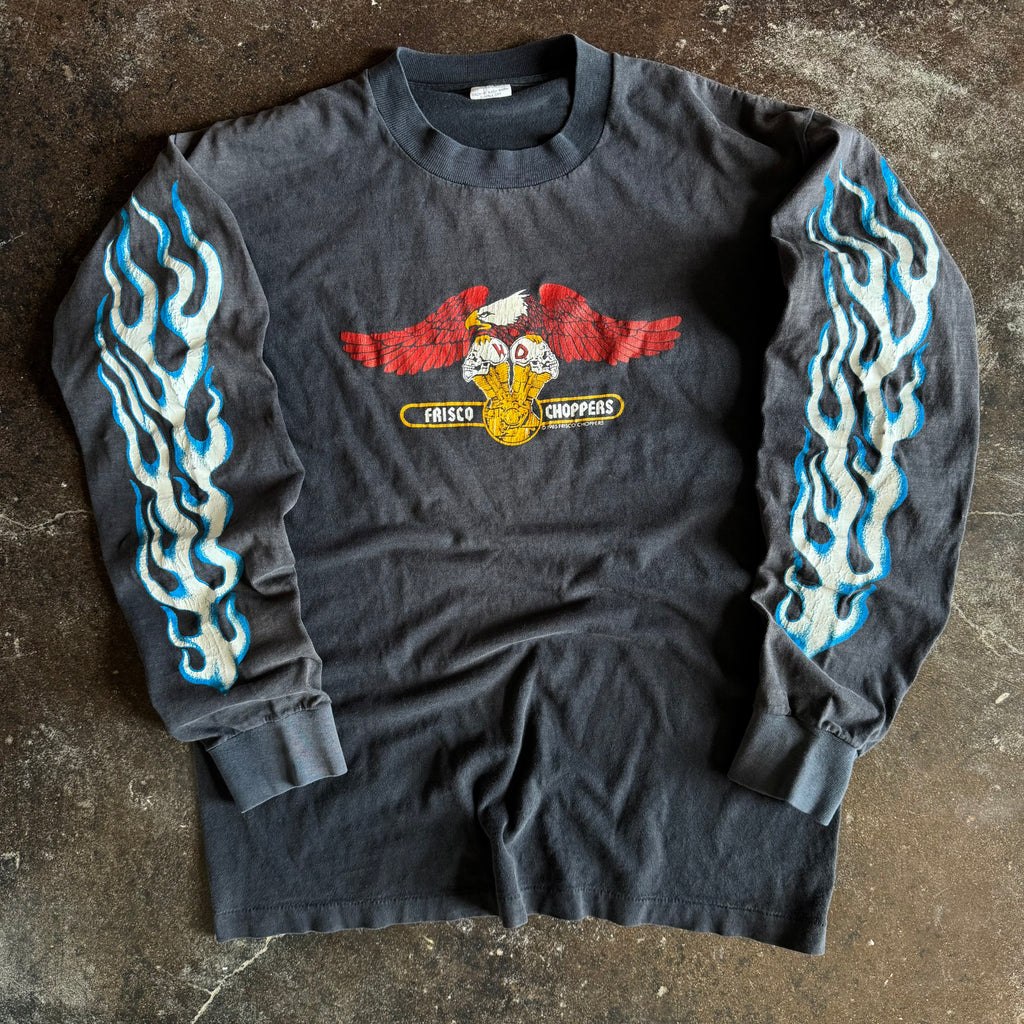 80’s Frisco Choppers Blue Flame Sun Faded Longsleeve (L)