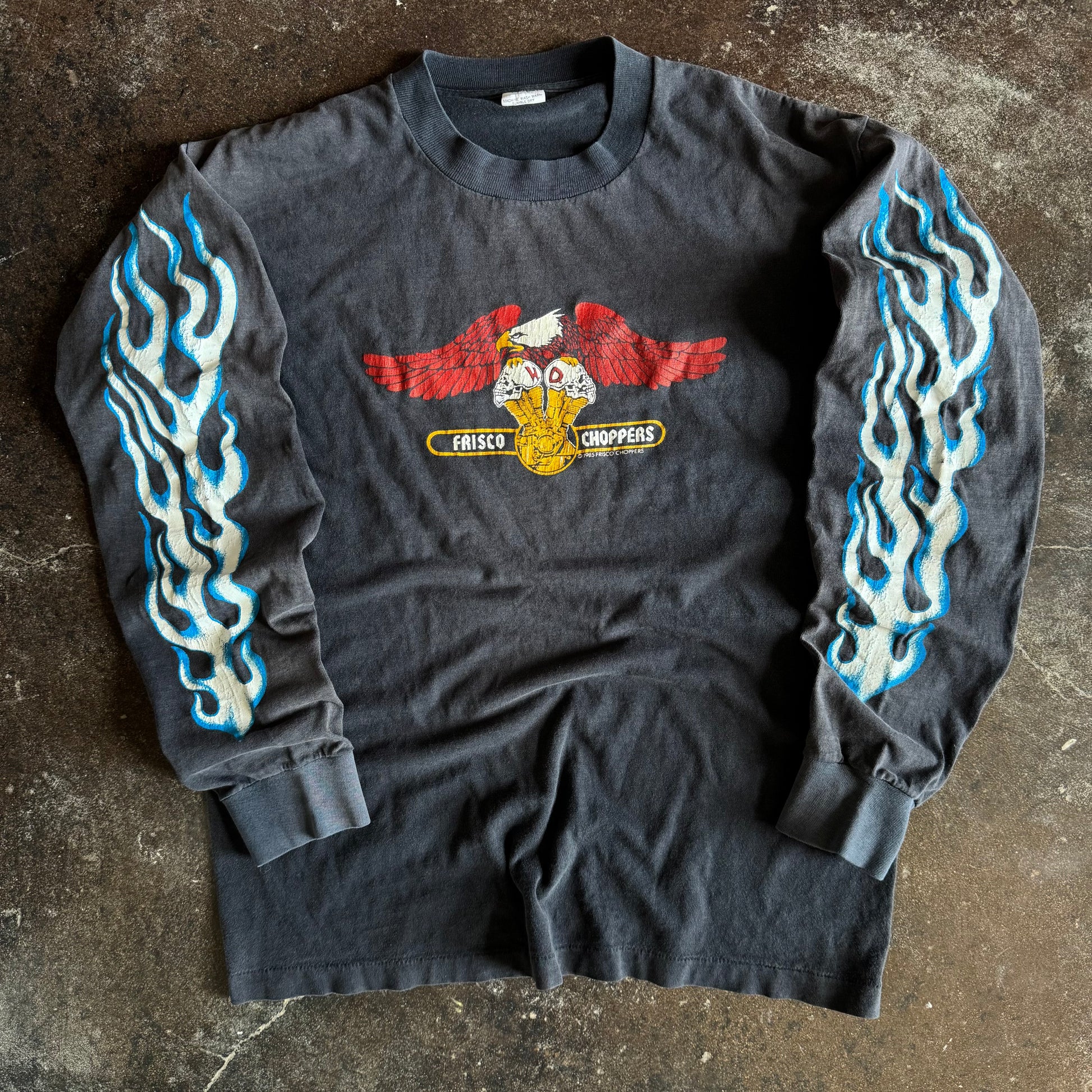 80’s Frisco Choppers Blue Flame Sun Faded Longsleeve (L)