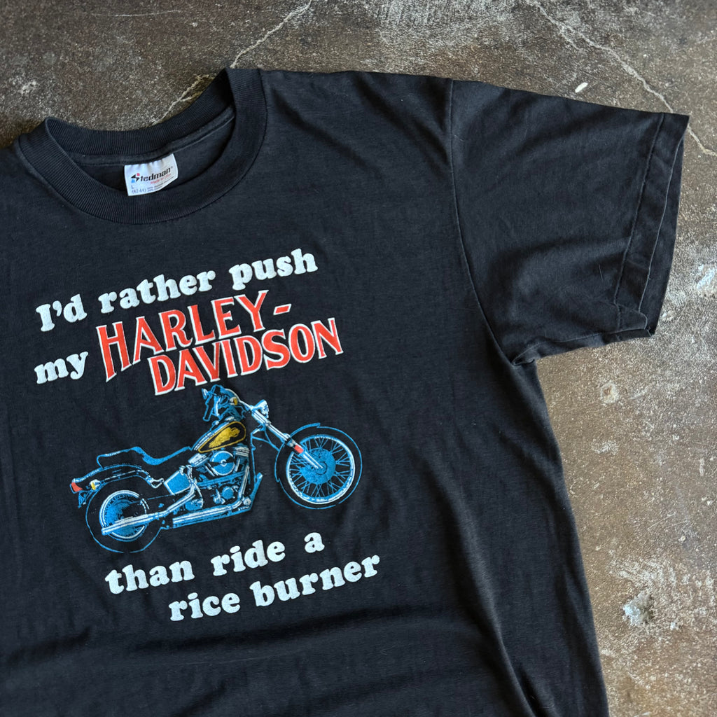 80’s Harley Push My Harley “Rice Burner” Tee (L)