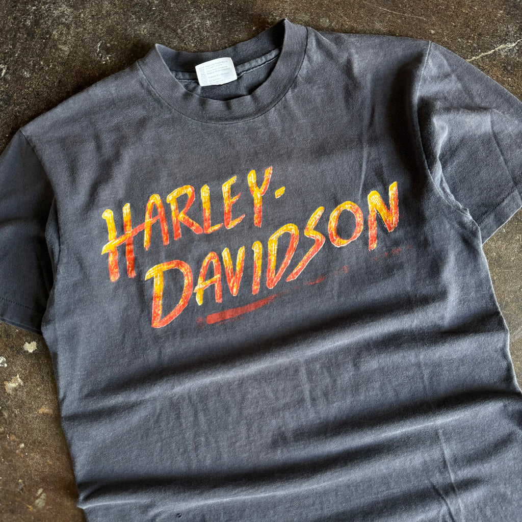 80’s Harley Flame Spellout Faded Tee (M)