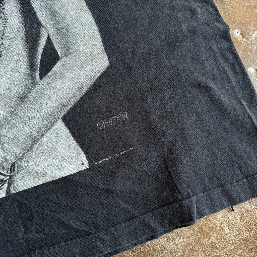 Tag detail on vintage 1990s Janis Joplin Bradford Gallery tee