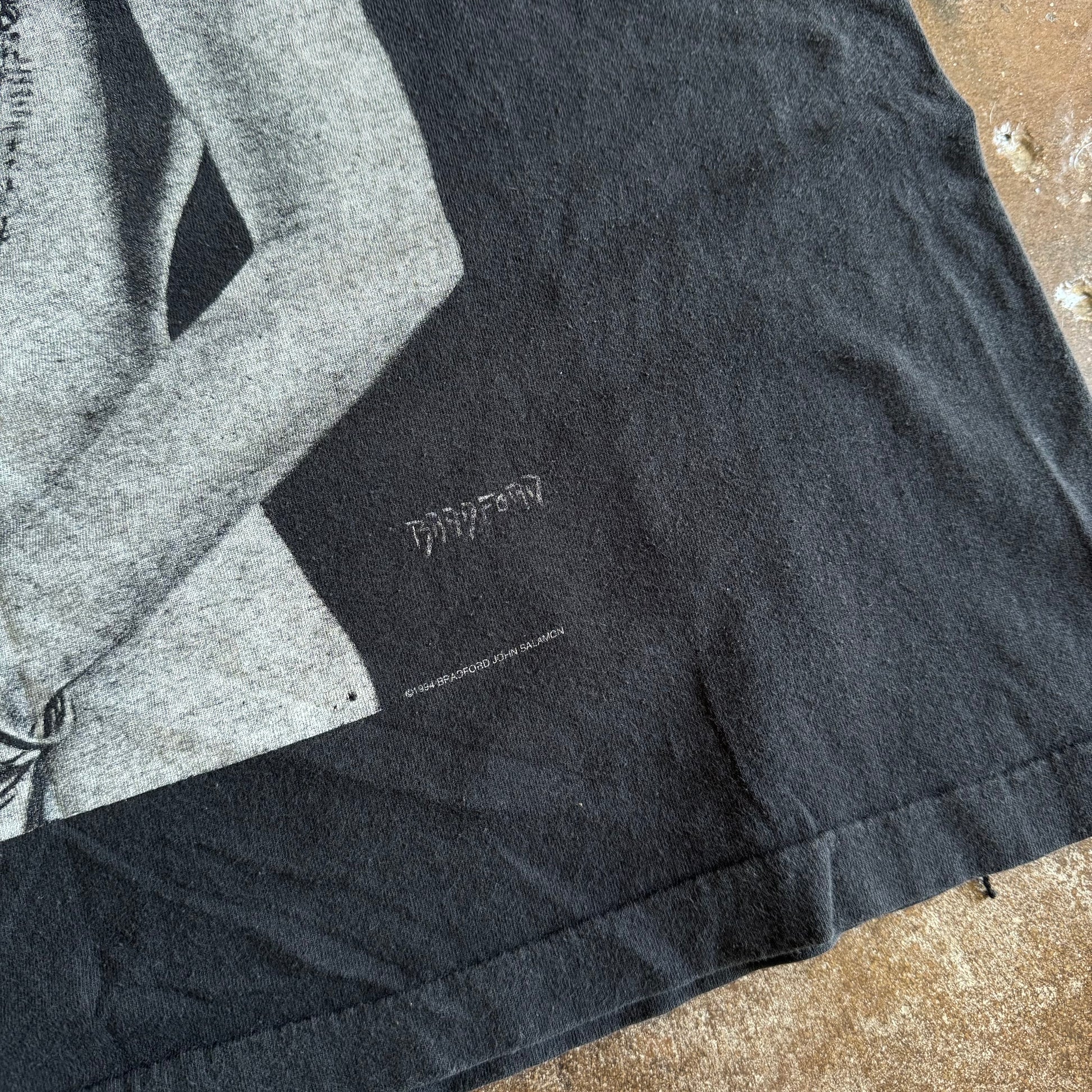 Tag detail on vintage 1990s Janis Joplin Bradford Gallery tee