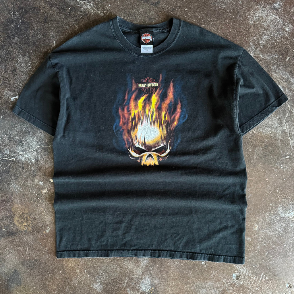 Y2K Harley Flaming Skull Tee (XL)