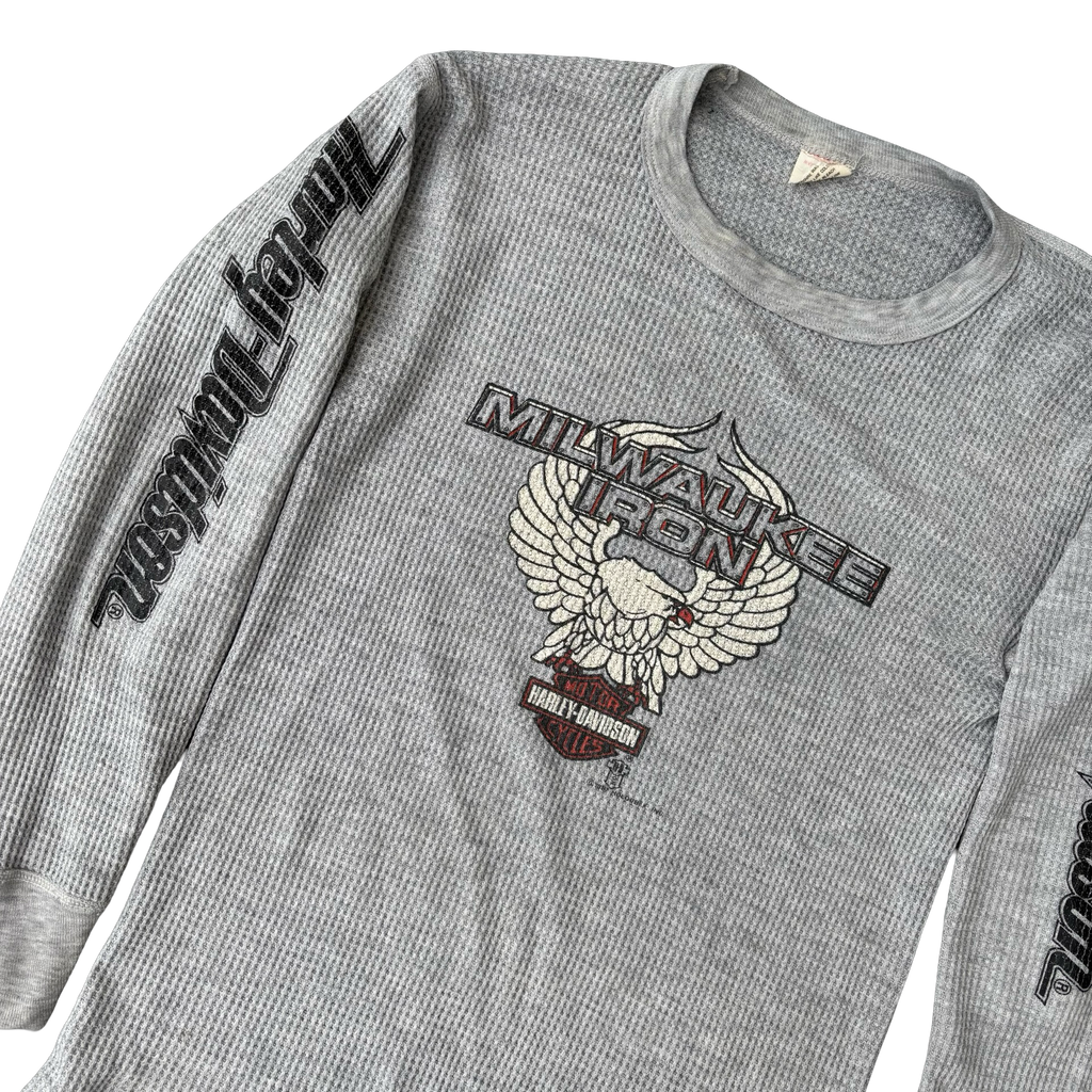 80’s Harley Milwaukee Iron Pleasant Gap Thermal Tee Size XL