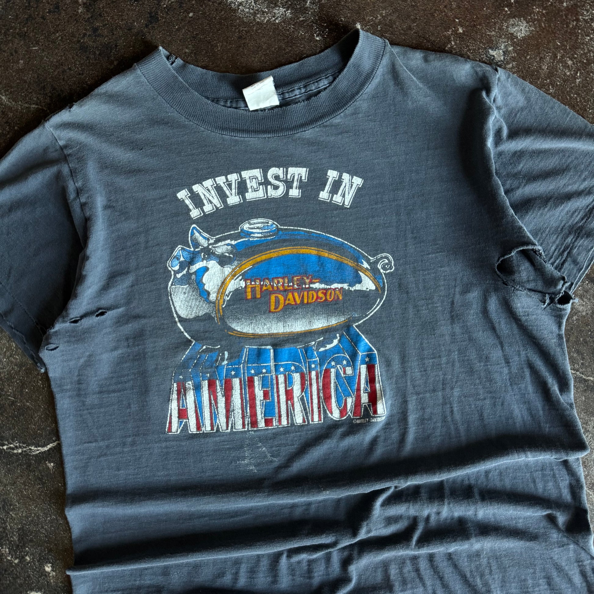 80’s Harley “Invest In America” Sun Faded Tee (XL)