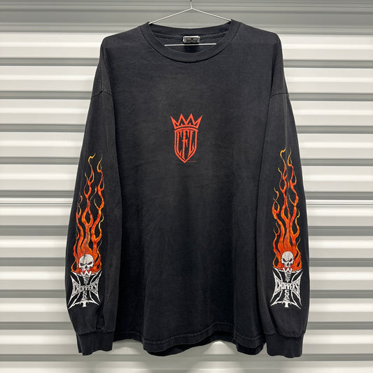 WCC Flaming Skull Sun Faded Longsleeve Shirt Size XXL