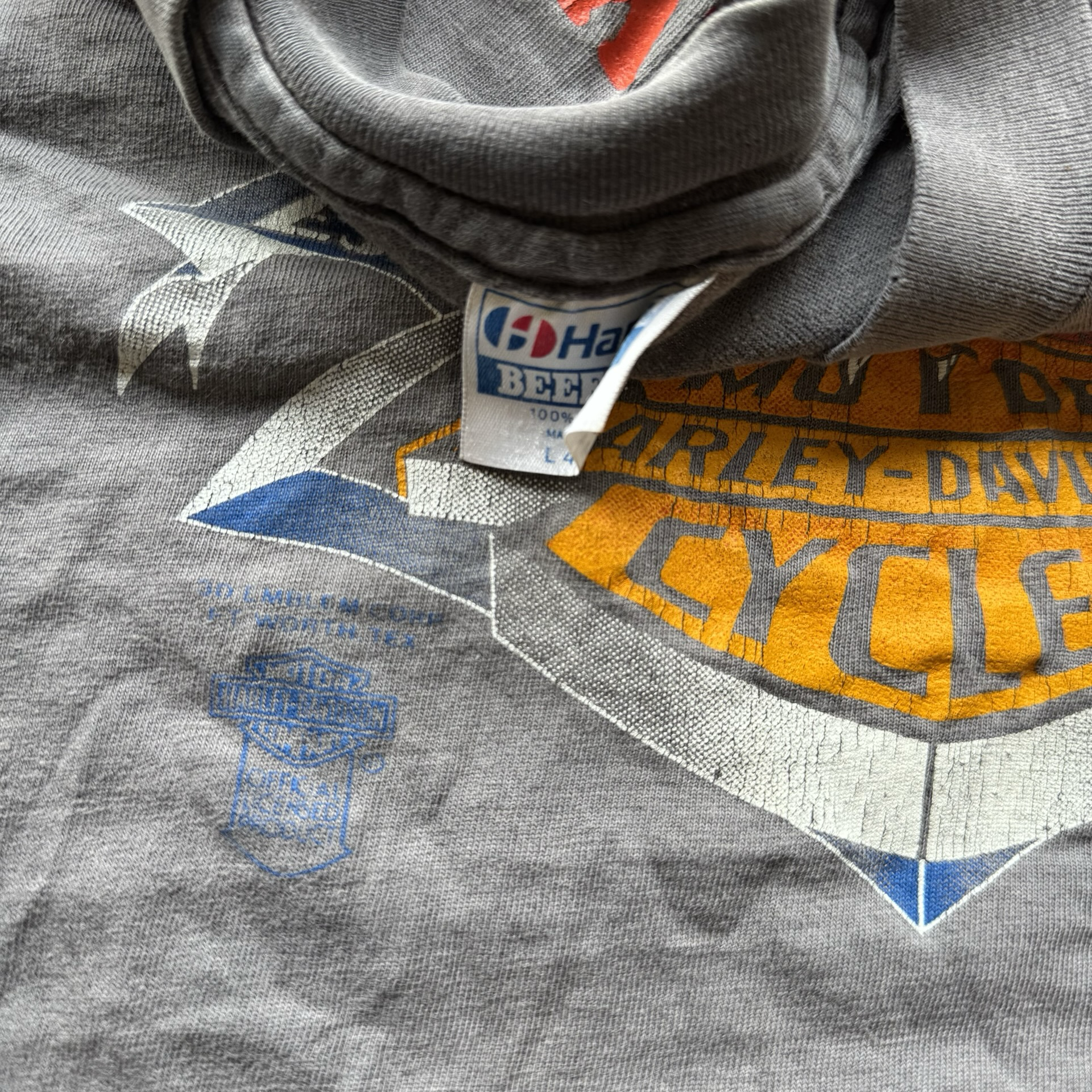 80’s Harley USA Eagle 3D Emblem Sun Faded Tee Size L