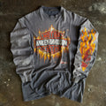 Vintage 1980s Harley-Davidson shining shield sun faded flame longsleeve t-shirt with flame sleeve prints size XL