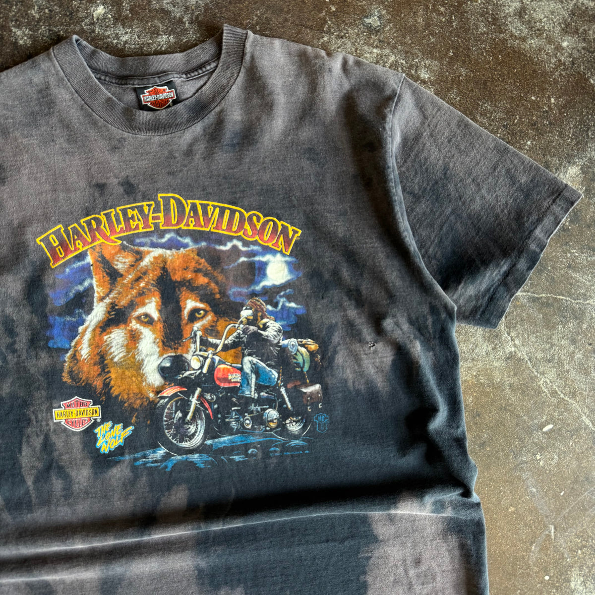 90’s Harley Alamo City Wolf Sun Faded Tee (XL)
