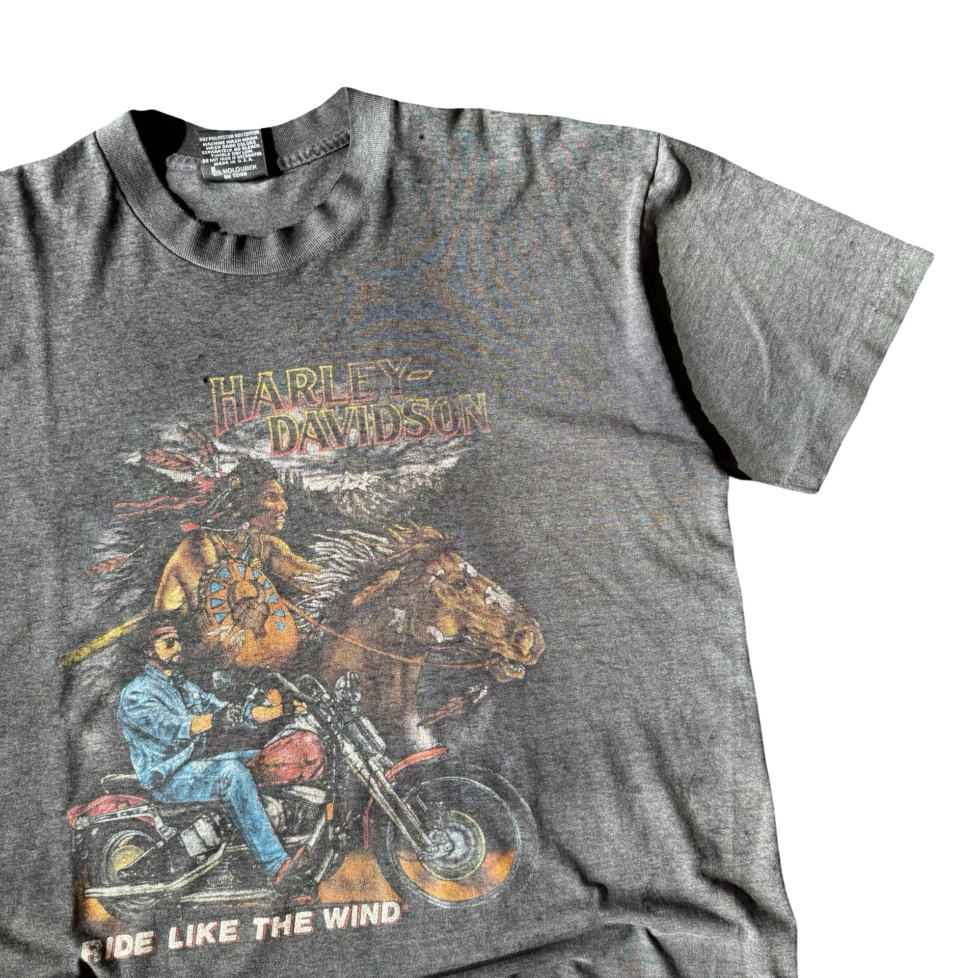 80’s Harley Native American Ride Like The Wind Tee Size XL