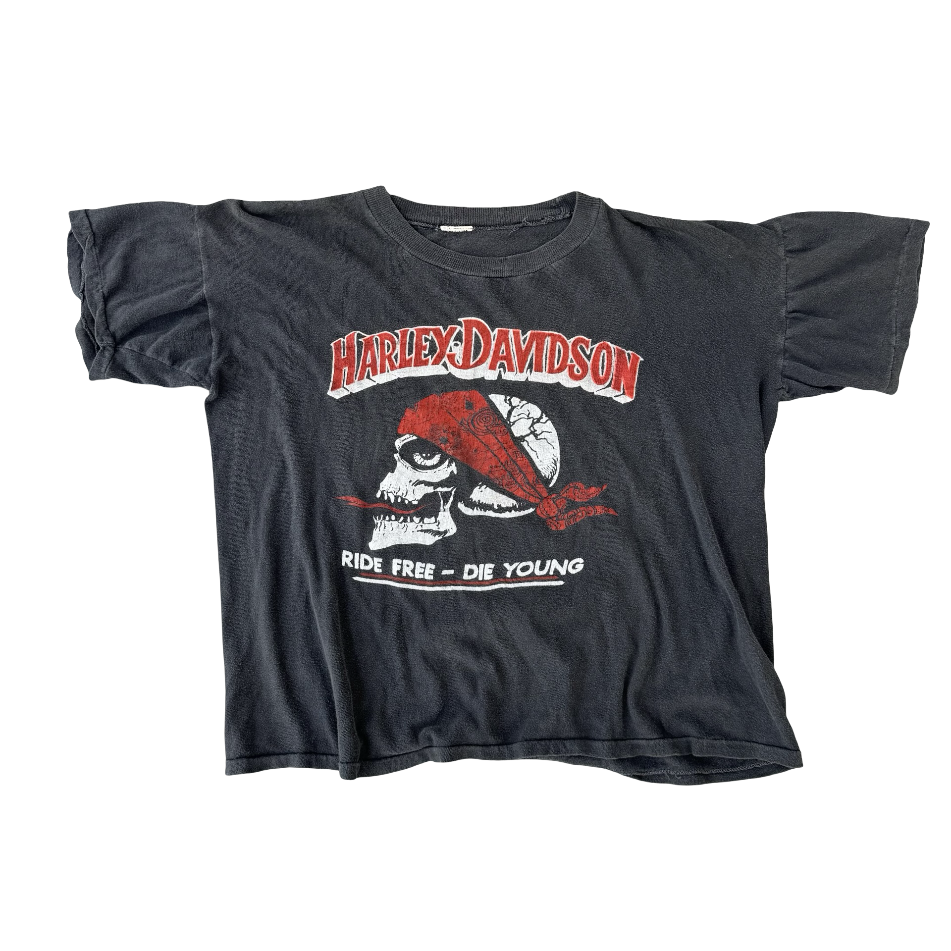 Harley Davidson “Ride Free - Die Young” Bandana Skull Tee Size M