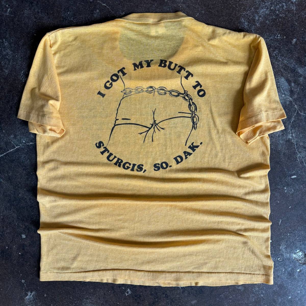 80’s Black Hills Rally “Got My Butt To Sturgis” Tee (L)