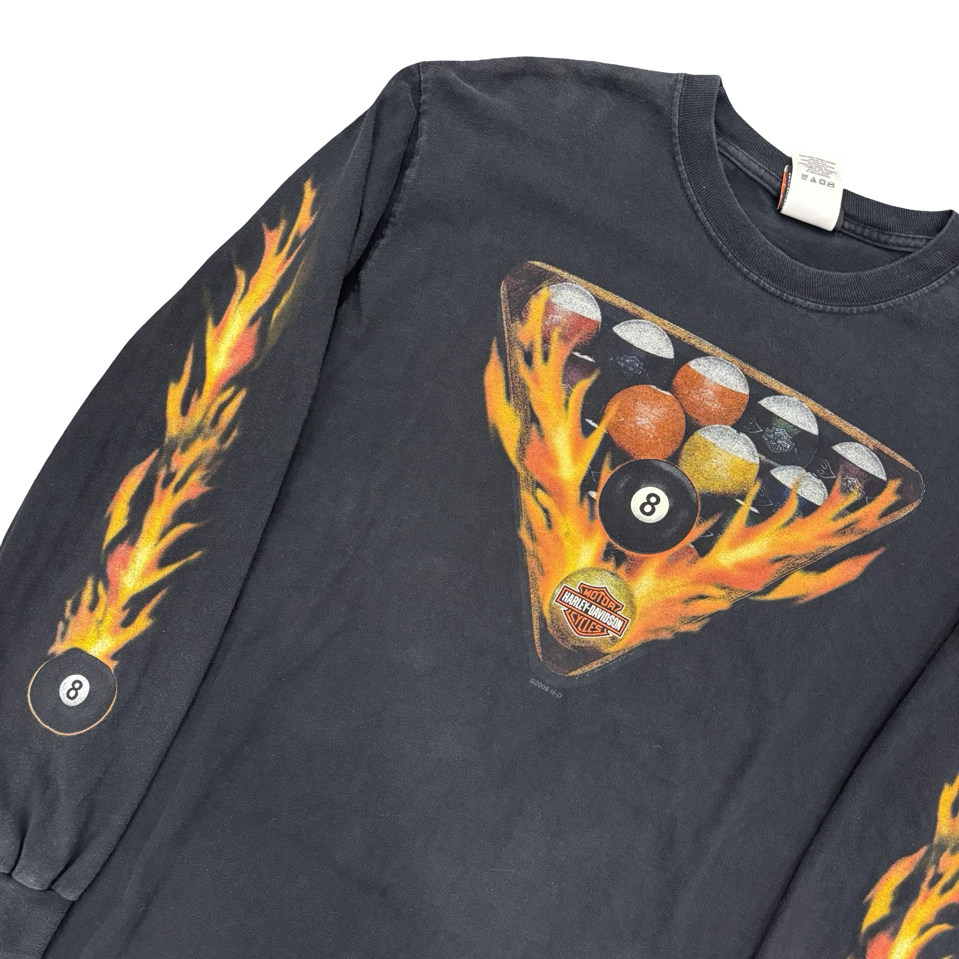 Y2K Harley Pool Ball Flaming Longsleeve Tee Size M