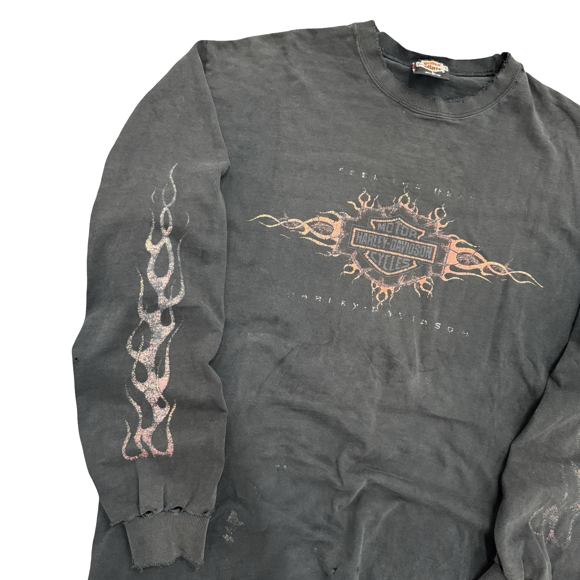 90’s Feel the Heat Harley Thrashed Longsleeve Tee Size XL