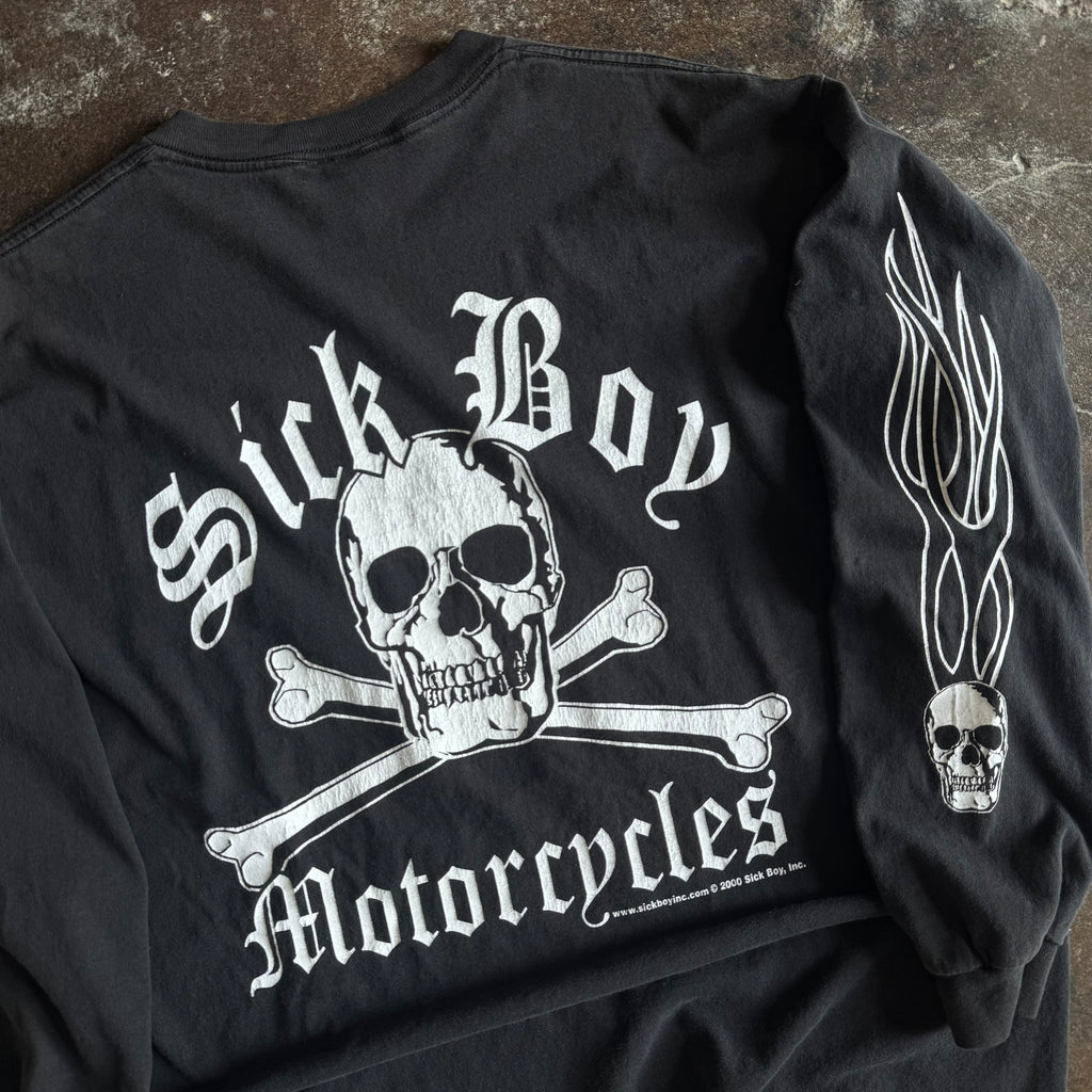 Y2K Sick Boy Motorcycles Skull Longsleeve (XL)