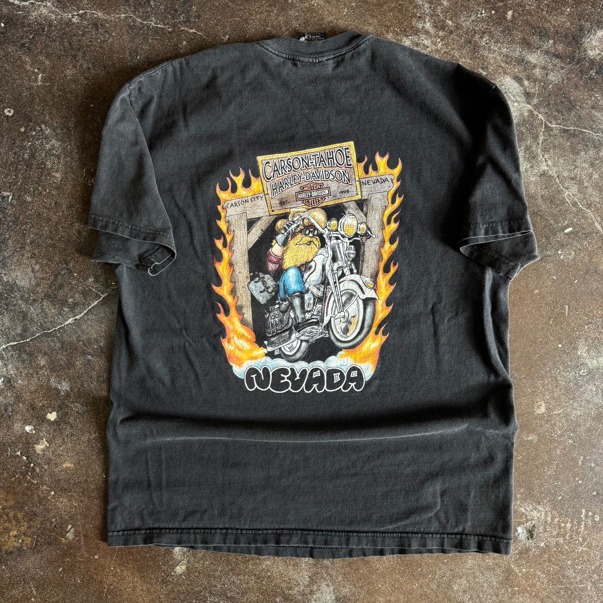 Y2K Harley Flaming Emblem Nevada Tee (L)