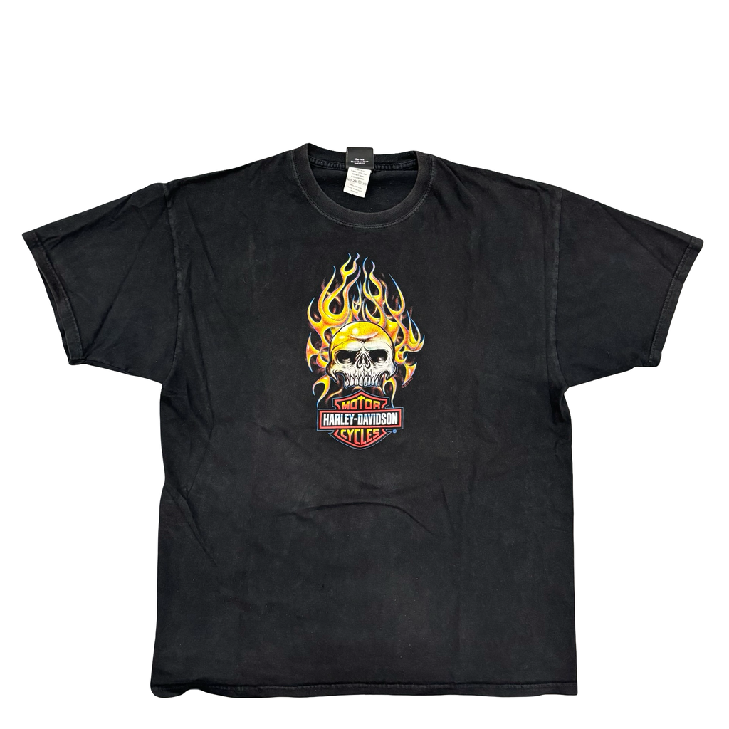 Y2K Harley Flaming Skull Japan Tee Size XL