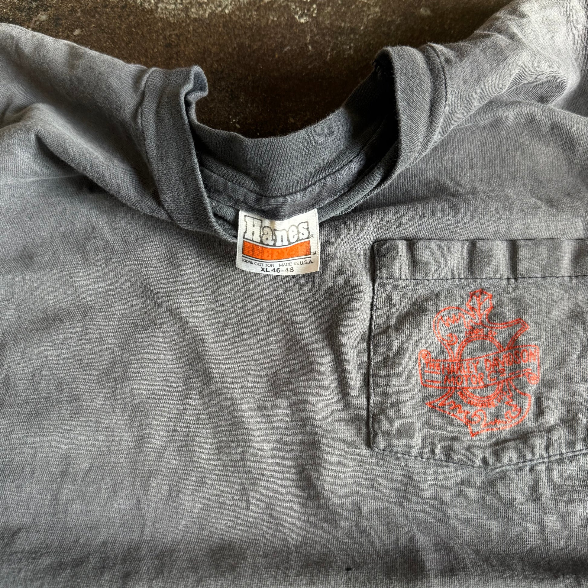 80’s Harley Emblem Detroit Faded Pocket Tee (XL)
