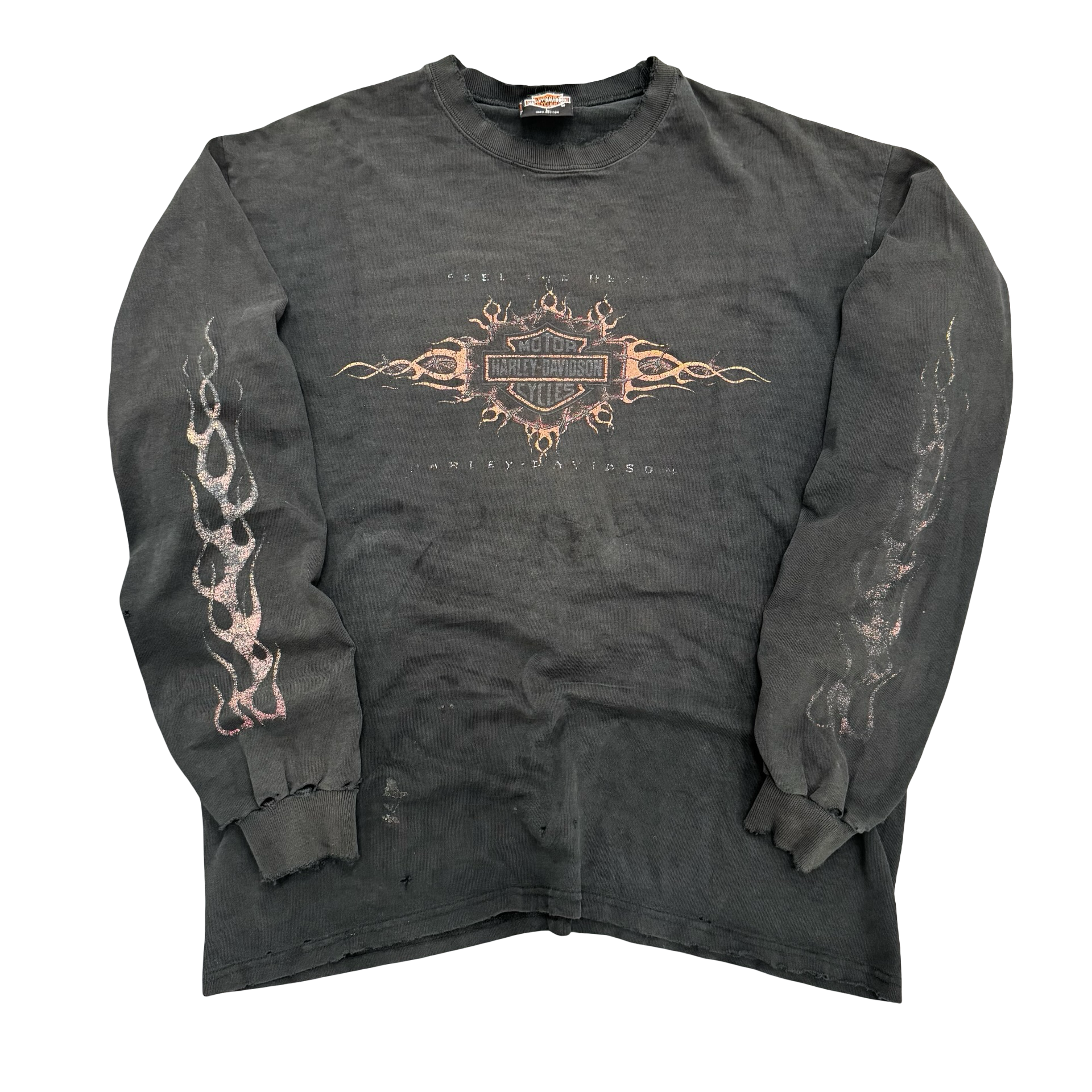 90’s Feel the Heat Harley Thrashed Longsleeve Tee Size XL