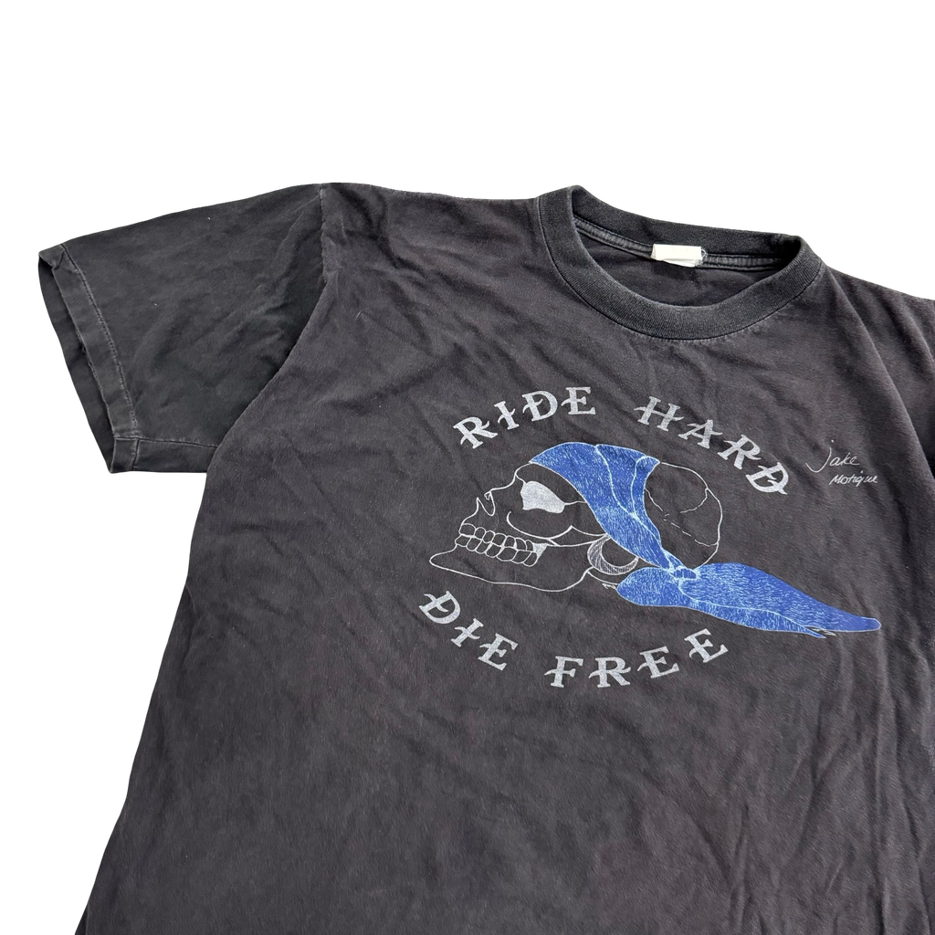 80’s Ride Hard Die Free Harley Bandana Skull Tee Size XL