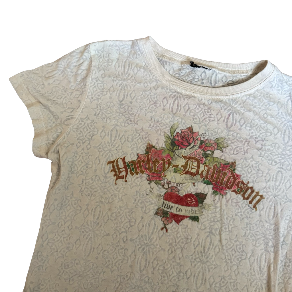 Y2K Harley Women’s See Through Flower Top Tee Size M