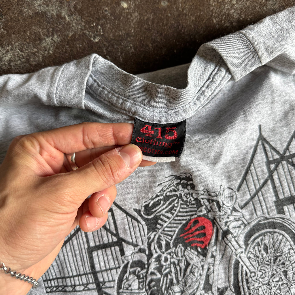 Y2K Frisco Choppers Skeleton Biker Flame Longsleeve (L)