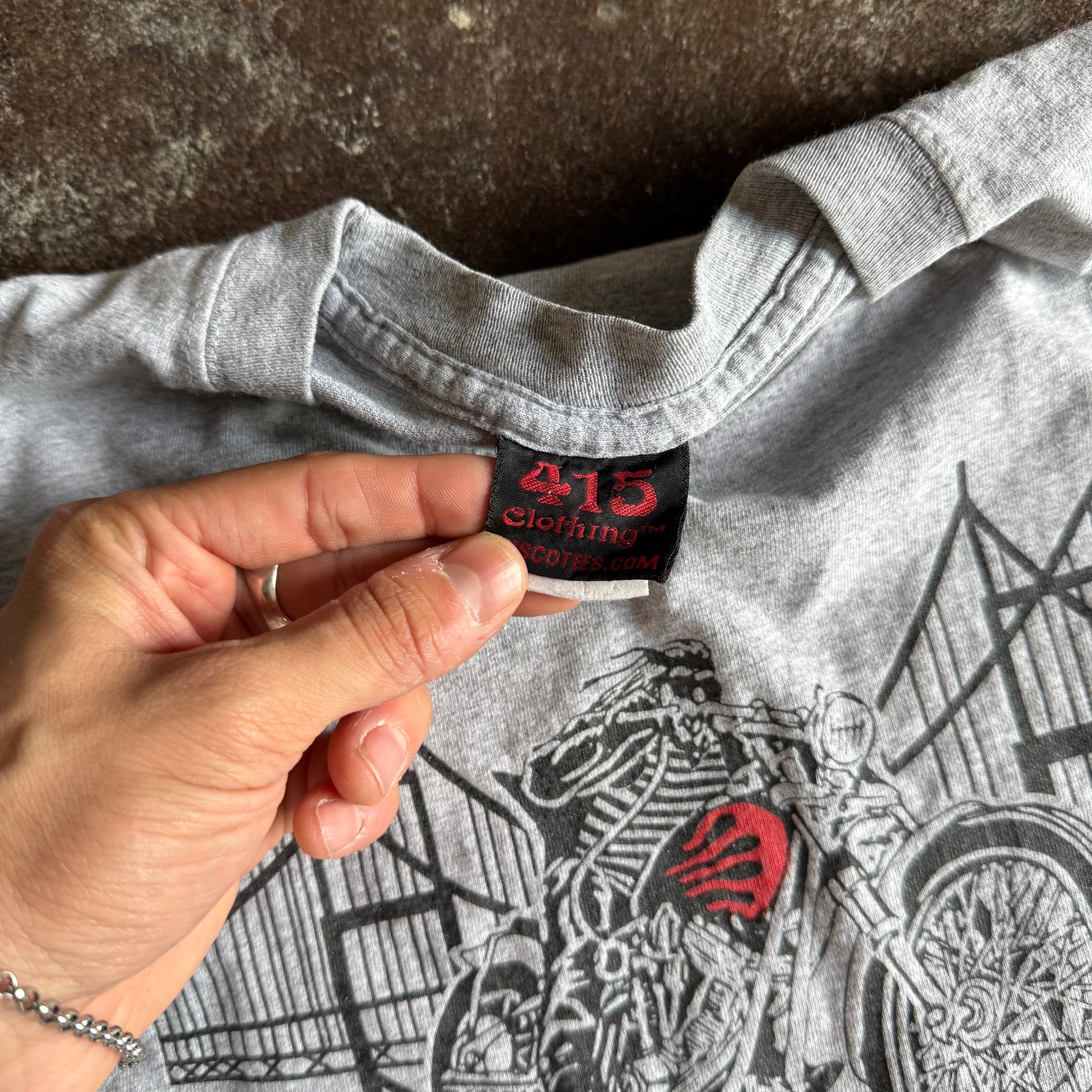 Y2K Frisco Choppers Skeleton Biker Flame Longsleeve (L)