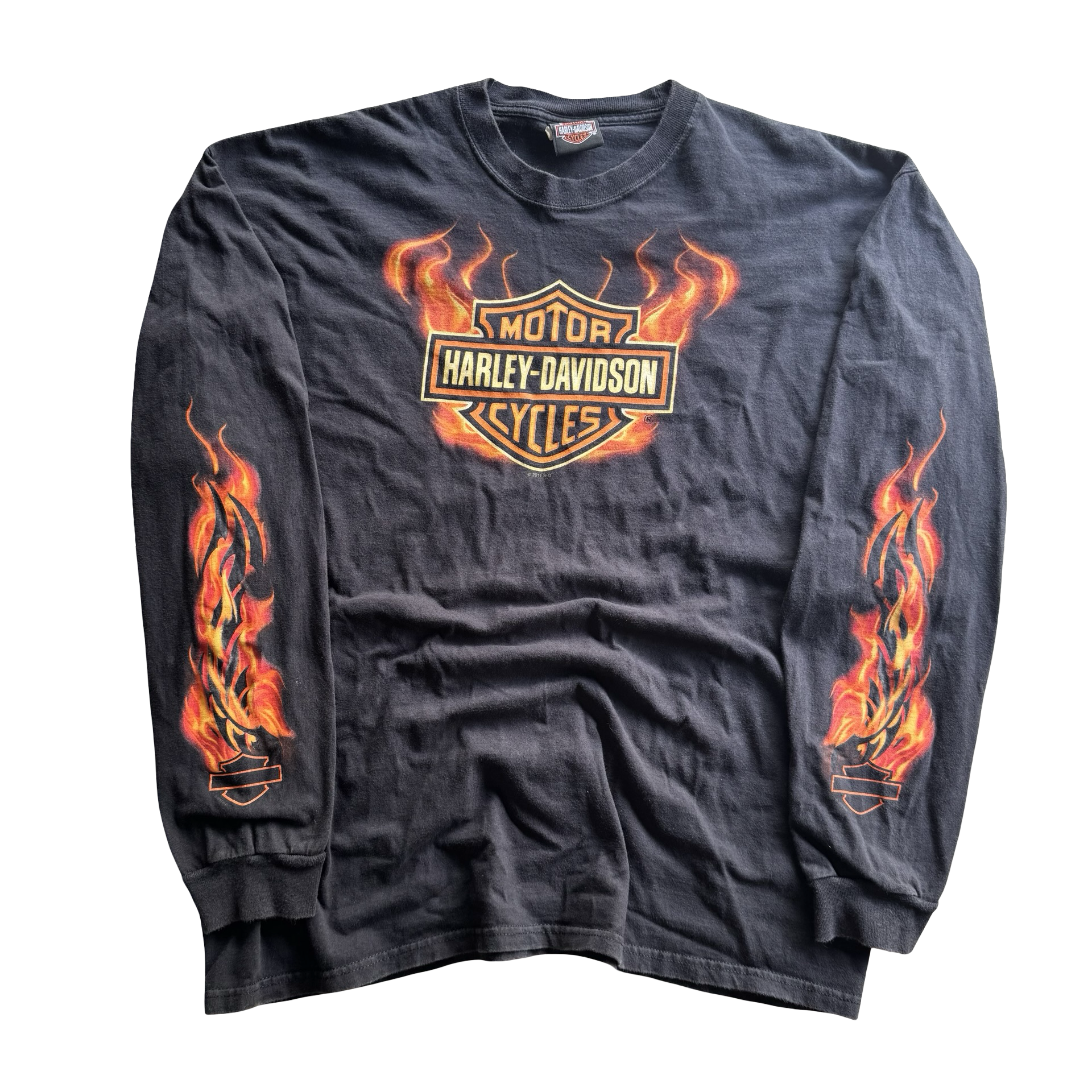 Y2K Harley Flame Emblem Longsleeve Tee Size XL