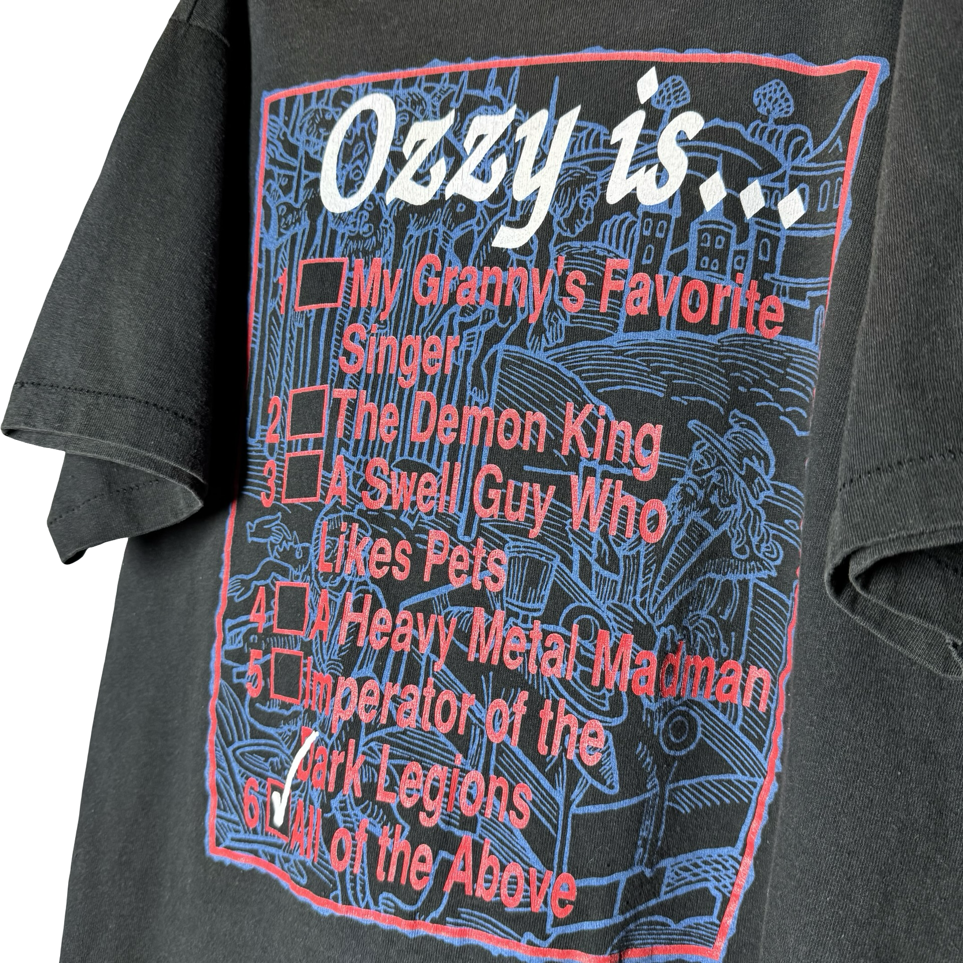 80’s Ozzy Osbourne Backstage Pass Checklist Tee Size M