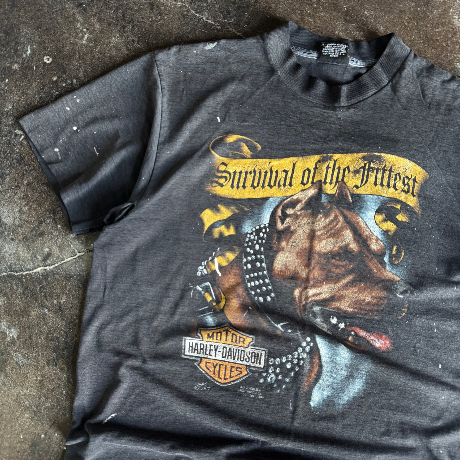 80’s Harley Survival of the Fittest 3D Emblem Tee (XL)