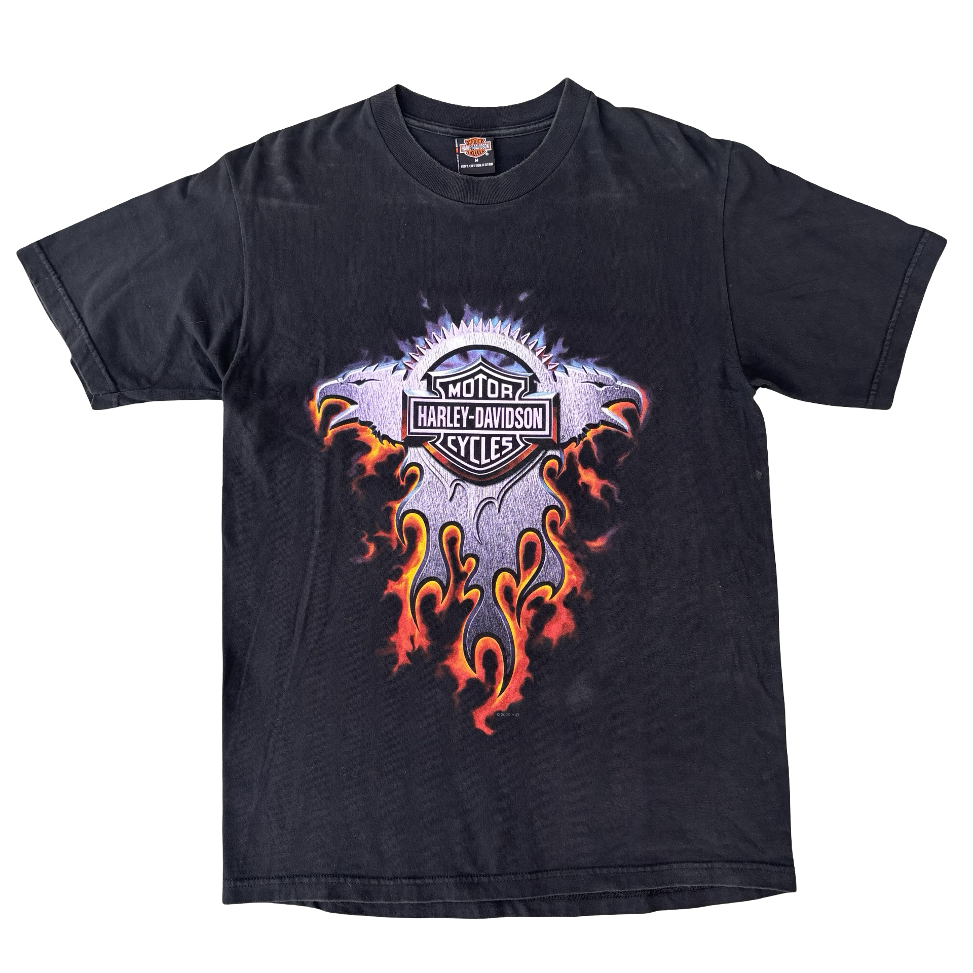 Y2K Harley Flaming Crest Palm Beach Dealer Tee Size M