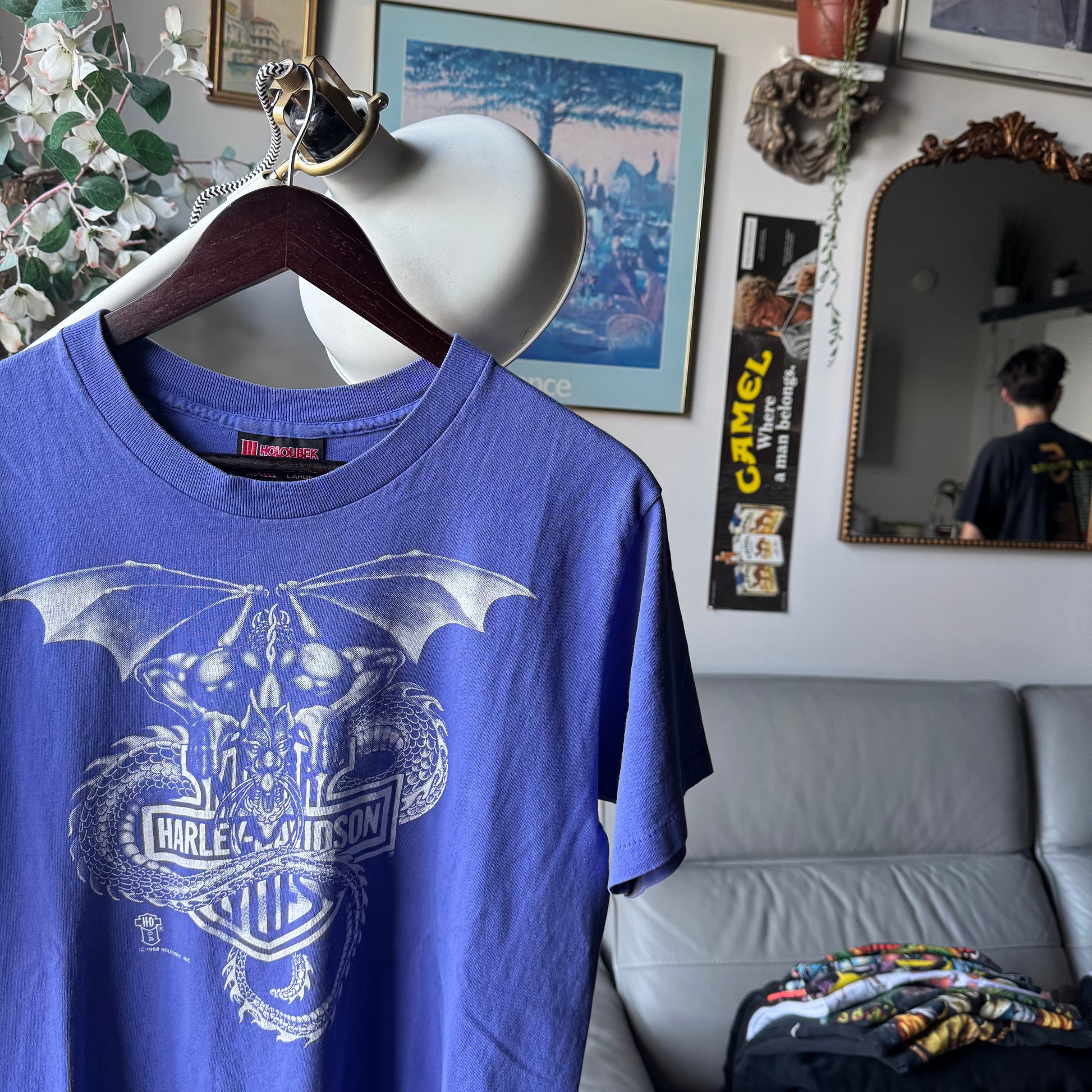 80’s Harley Gargoyle Emblem RARE Purple Tee Size L