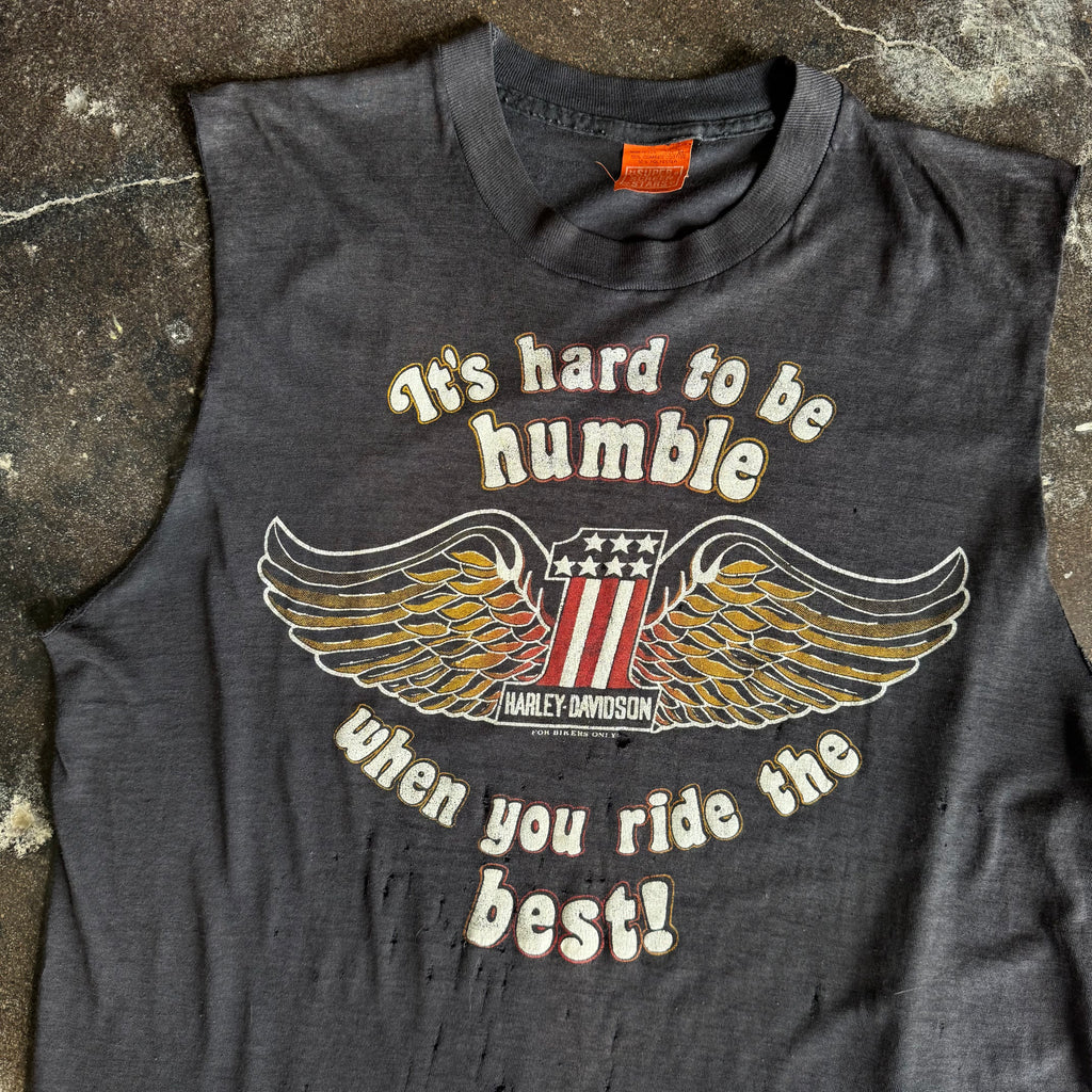 80’s Harley “Hard to Be Humble” Thrashed Cut-Off Tee (XL)