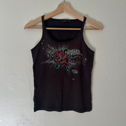 Y2K Women’s Harley Bedazzle Rose Tank Top Size S