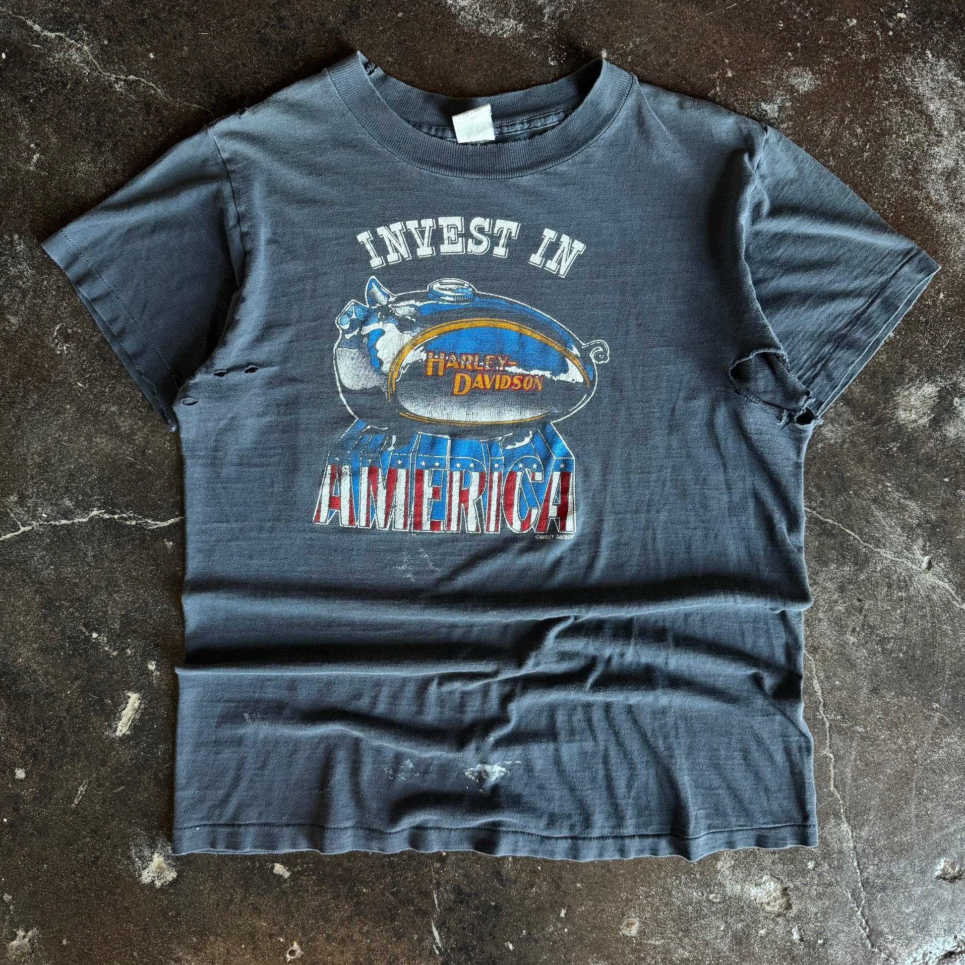 80’s Harley “Invest In America” Sun Faded Tee (XL)