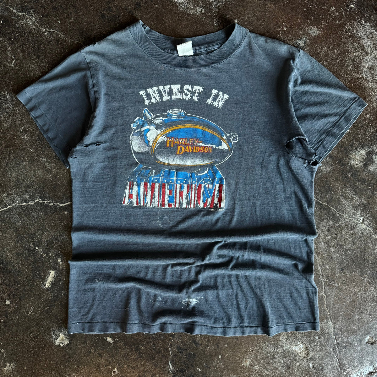 80’s Harley “Invest In America” Sun Faded Tee (XL)