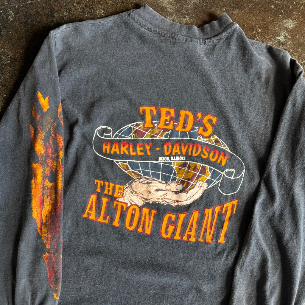80’s Harley Shining Shield Sun Faded Flame Longsleeve (L)