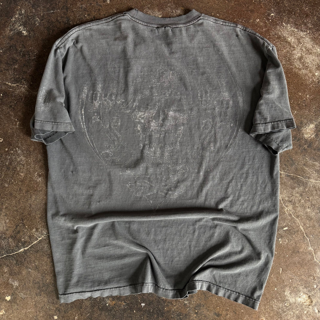Y2K Metal Mulisha Helmet Skull Sun Faded Tee (XL)