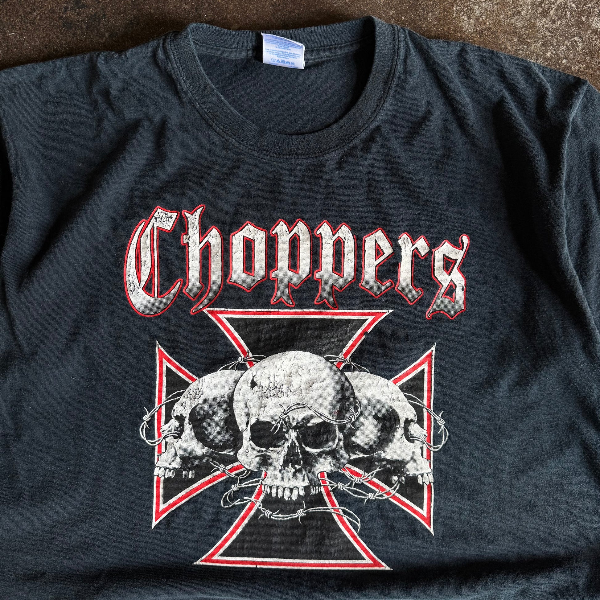 Y2K Choppers Skull Emblem Barbwire Tee (L)