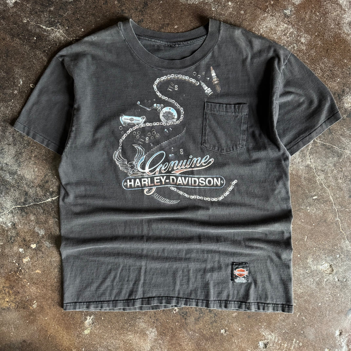 90’s Harley Snake Chain Pocket Tee (XL)