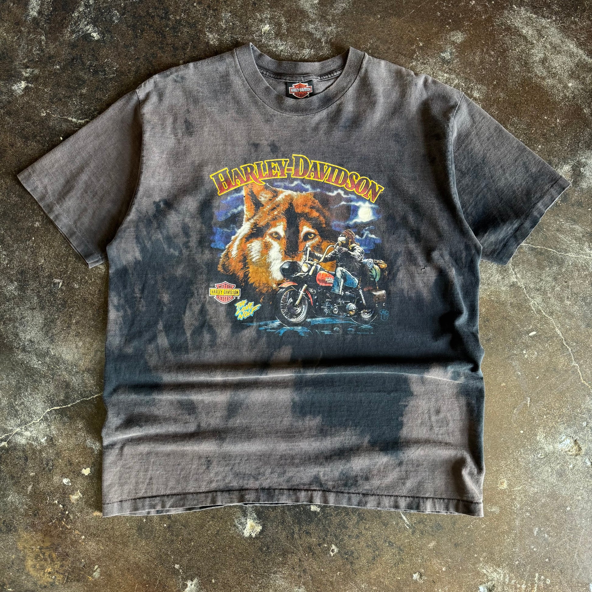 90’s Harley Alamo City Wolf Sun Faded Tee (XL)