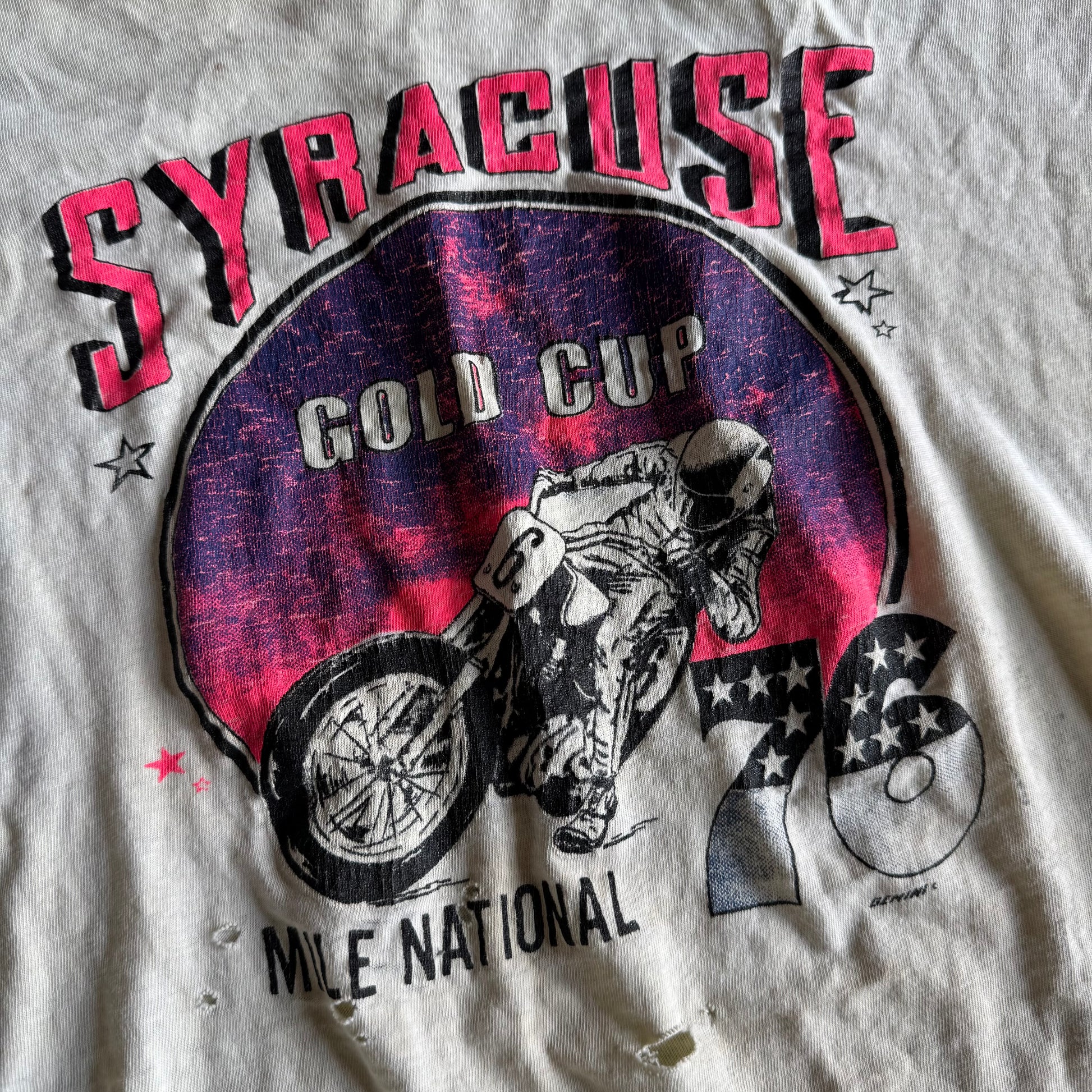 70’s Motorcycle Drag Race Syracuse Gold Cup Tee (L)