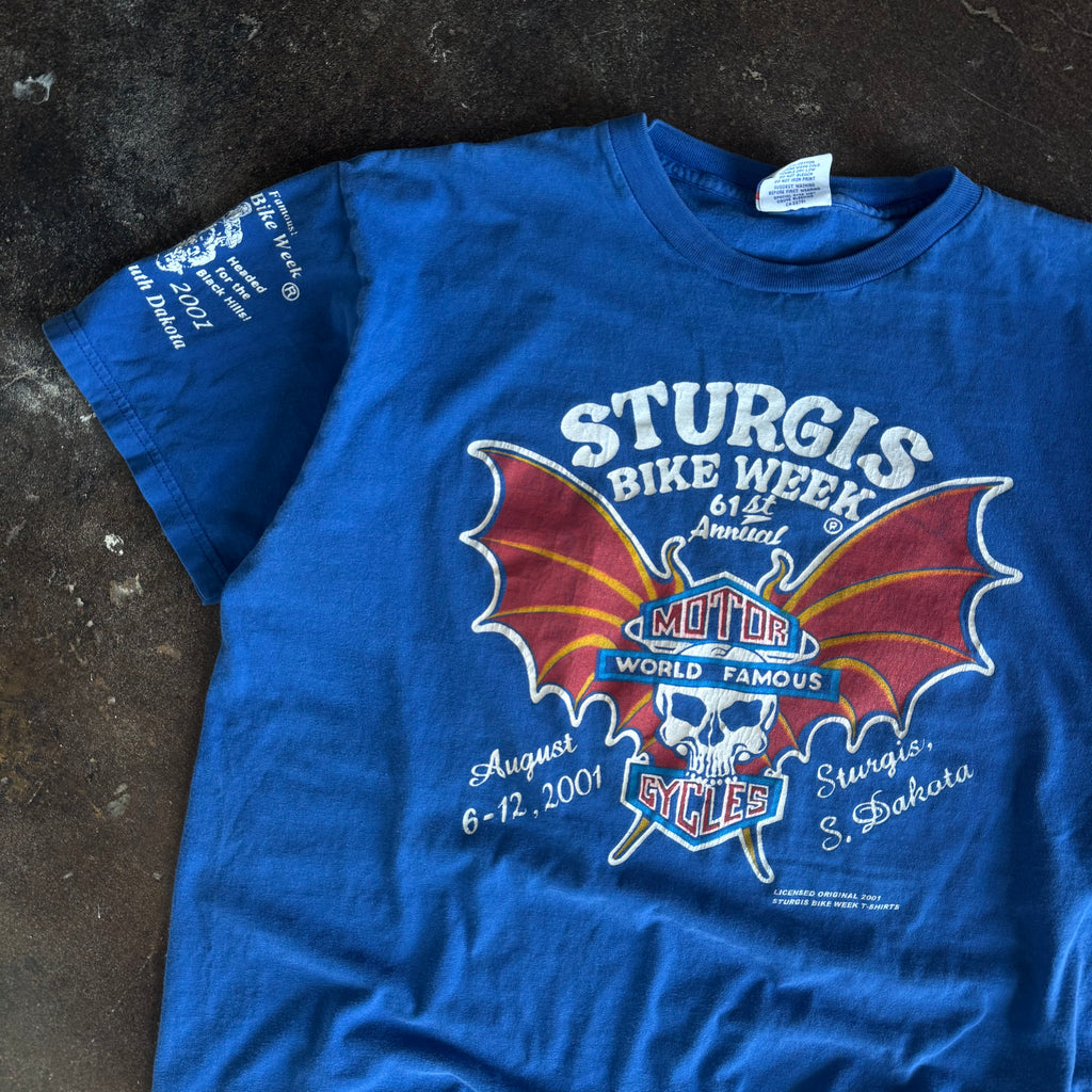 ‘01 Sturgis Bat Skull Biker Tee (XL)