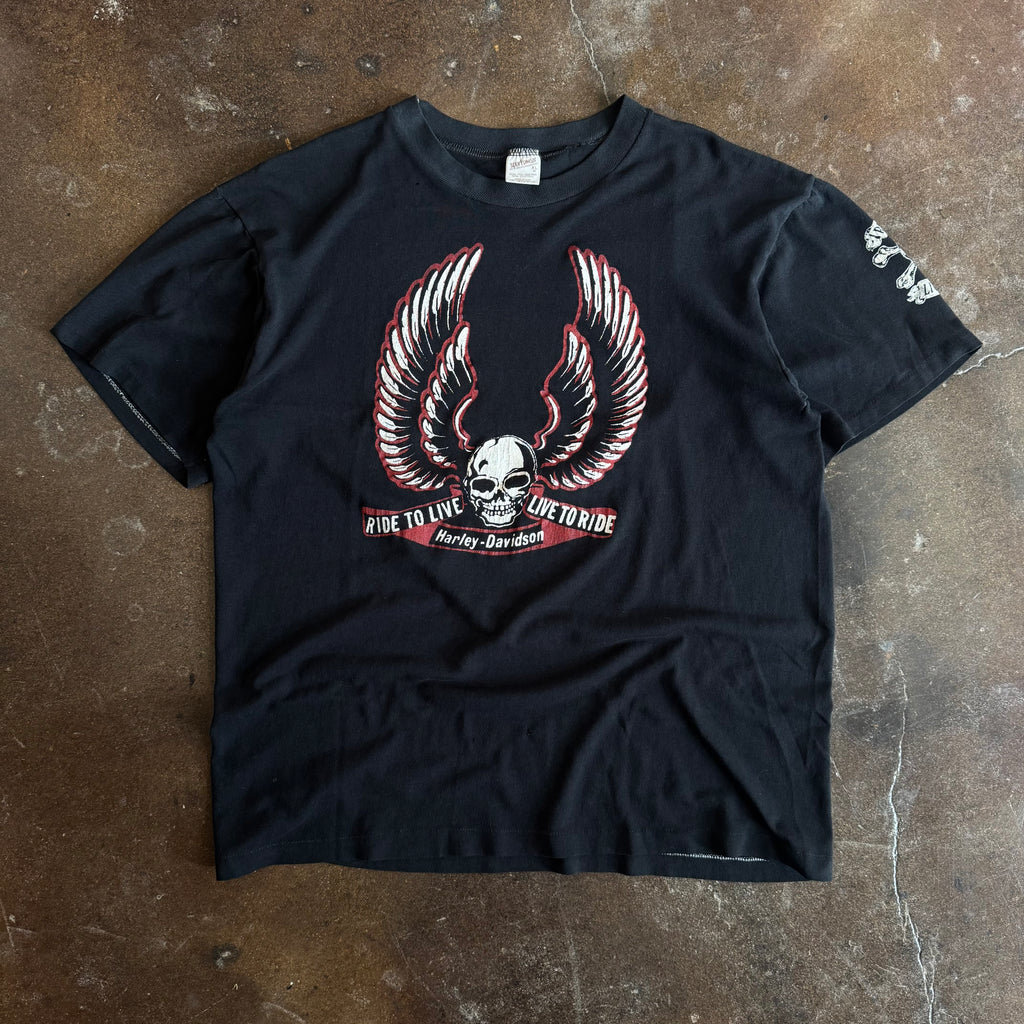 80’s Harley Wing Skull Ride to Live Tee (L)